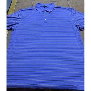 Peter Millar Summer Comfort e4 Polo Shirt Purple Striped‎ Size XL Poly Spandex